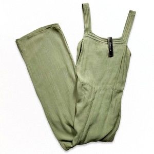 New Manteau Los Angeles Light Green Overalls Romper Linin Wide Leg Size Small